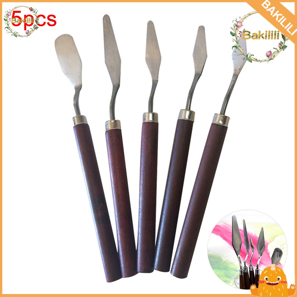 Bk 5pcs Pisau Palet Spatula Bahan Stainless Steel Untuk Melukis Cat Minyak Shopee Indonesia