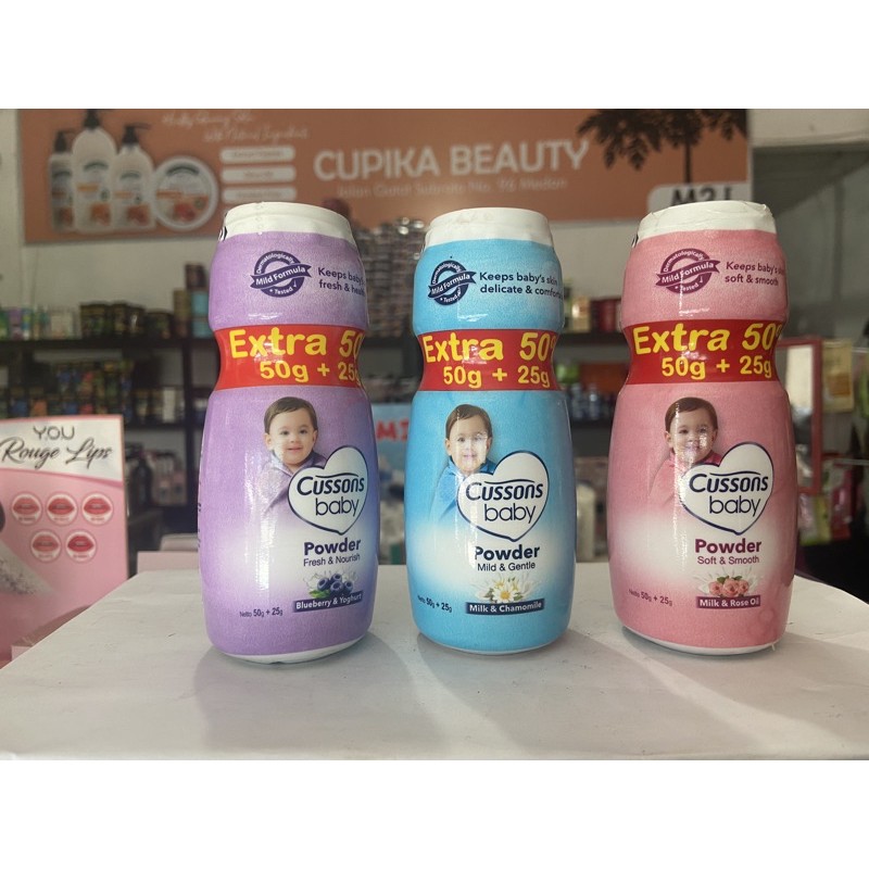 &lt;u.ex&gt; 50 + 25 g ( extra 50 g ) -- cussons baby powder -- bedak bayi