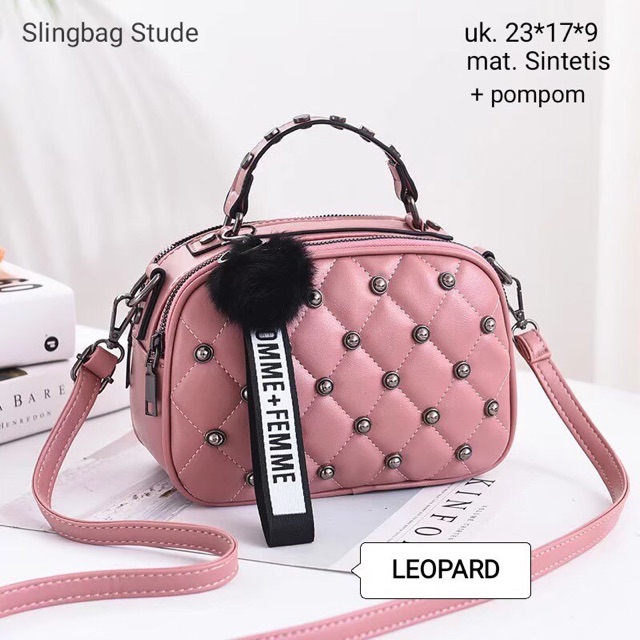 Tas Wanita SLINGBAG FULL STUD Free Pompom L’PARD