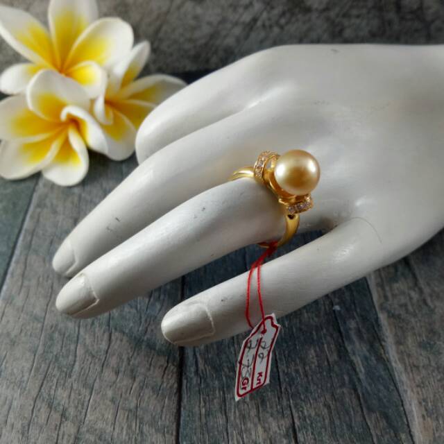 Cincin emas 22k mutiara air laut lombok berkualitas south sea Pearl