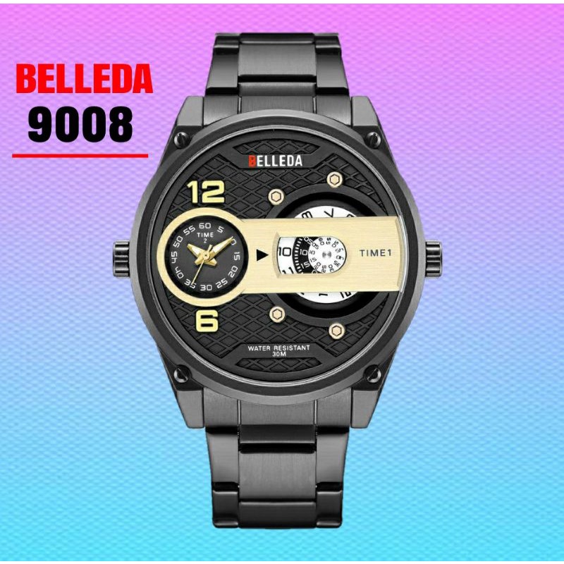 BELLEDA 9008 Jam Tangan Pria Original Rantai Stainless Steel Jam Tagan Analog Cowok Terbaru 2021