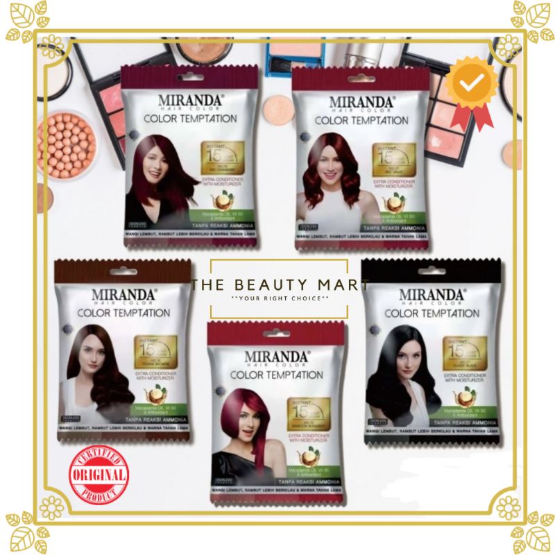 MIRANDA Hair Color Temptation 20ml - Cat Pewarna Rambut Sachet Instan 15 Menit