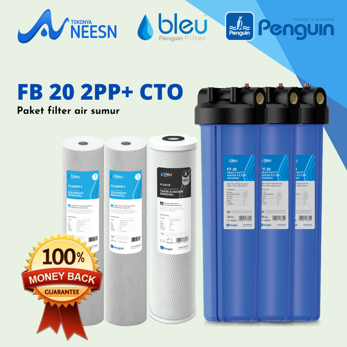 Paket Filter Air sumur/tandon/toren penguin PBF 20&quot; 2 PP + CTO