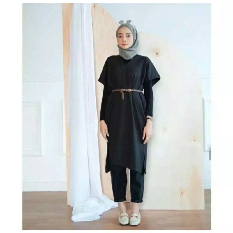 Tunik kaftan polos terbaru/ Tunik panjang selutut/Tunik kaftan cewek terlaris