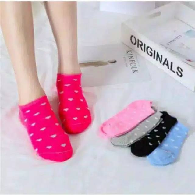 Kaos Kaki Ankle Motif Love &amp; 3 Warna