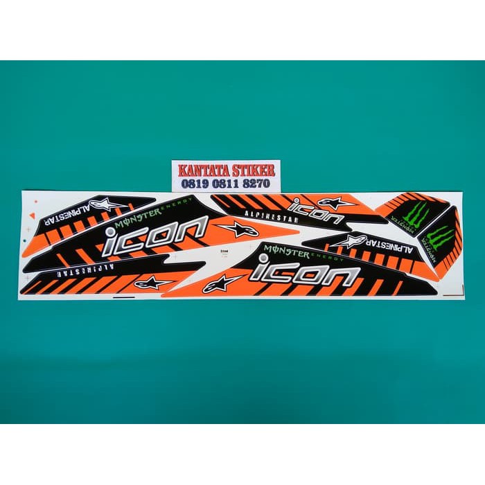 promo stiker motor / striping motor Beat Karbu Variasi Orange murah