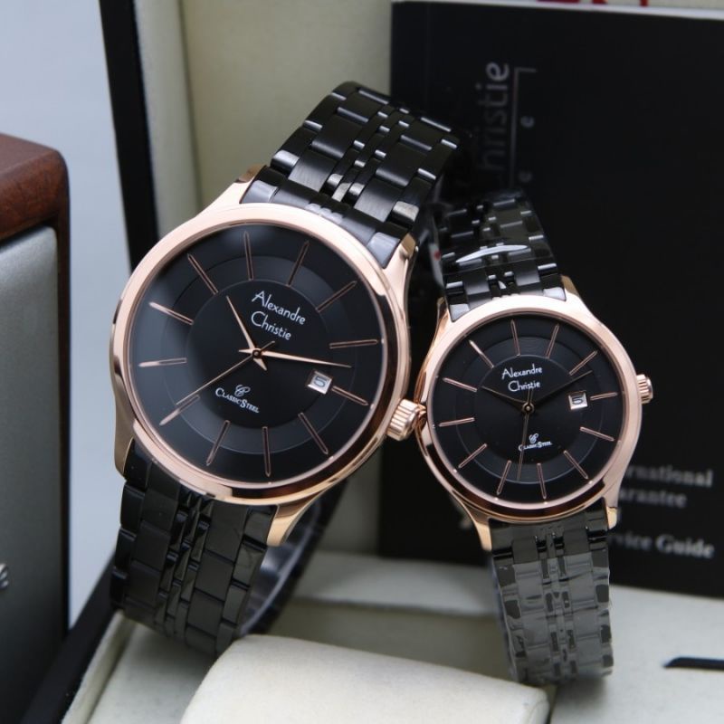 Jam Tangan Couple Alexandre Christie AC 8348 Pria & Wanita Original