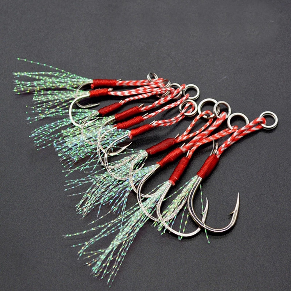 REBUY Fishing Tackle Single Jig Hooks High Carbon Steel Jig Head Hook Cast Jigs Assist Hook Sea Fishing Feather Hook Carp Hook Slow Jigging Pesca Fishing Lure Fishing Jigging Hook