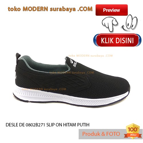 DESLE DE 0802B271 SLIP ON HITAM PUTIH sepatu pria casual slip on