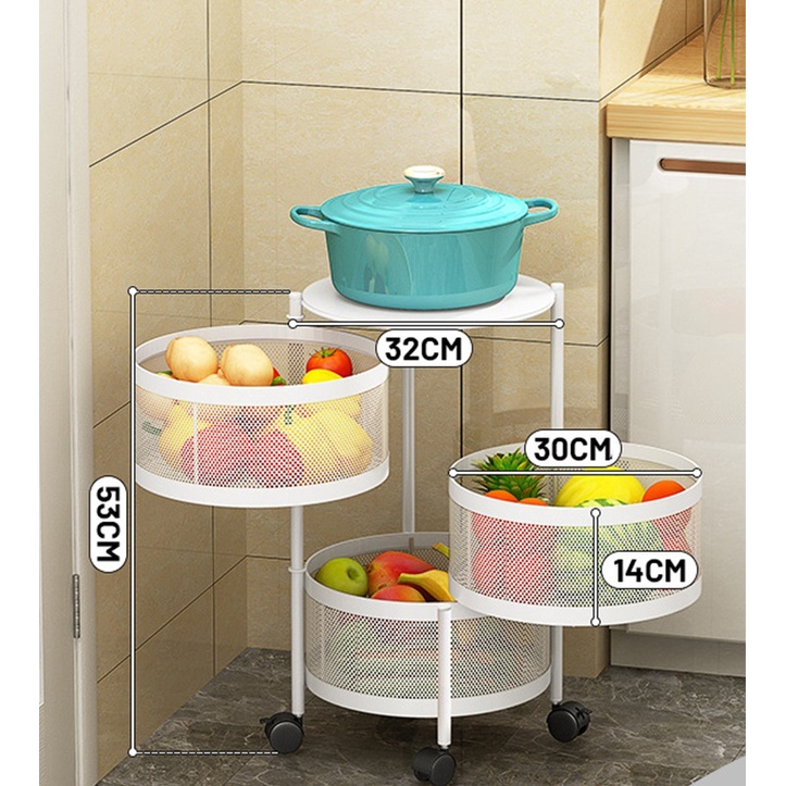 SHENAR,(COD) Rak Troli Susun Berputar 360 Derajat Besi Dapur Serbaguna Tingkat Model Bulat / Rotary Multilayer Organizer