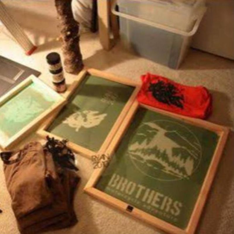 screen sablon karung, plastik+afdruk disain, uk 40x50 cm