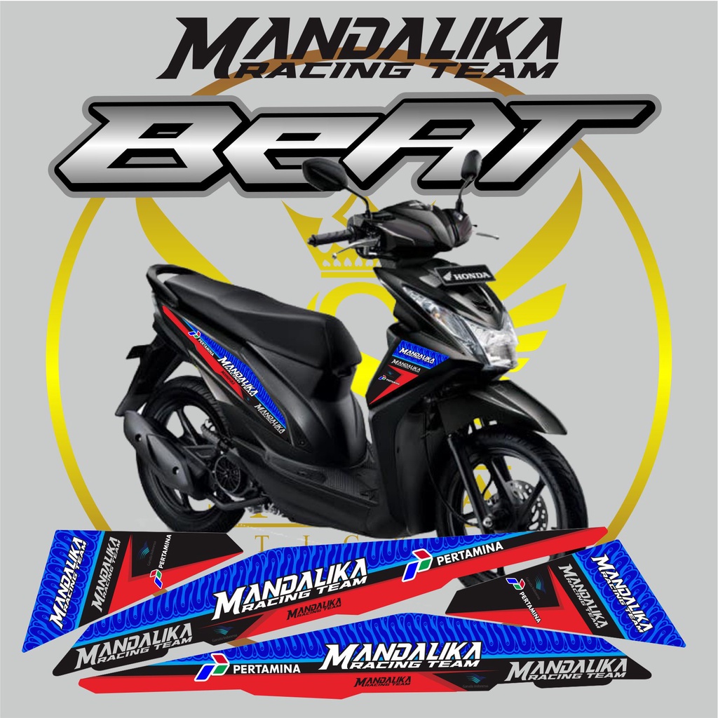 STRIPING BEAT FI MANDALIKA 01 / STIKER MANDALIKA RACING TEAM HITAM