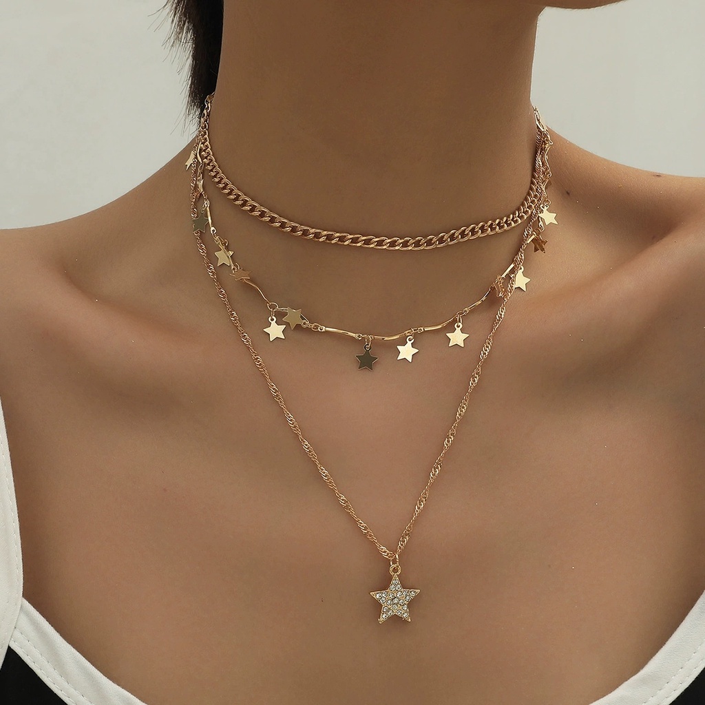 Kalung Choker Multilayer Liontin Gaya Retro Untuk Wanita - Kalung Choker Korean Fashion