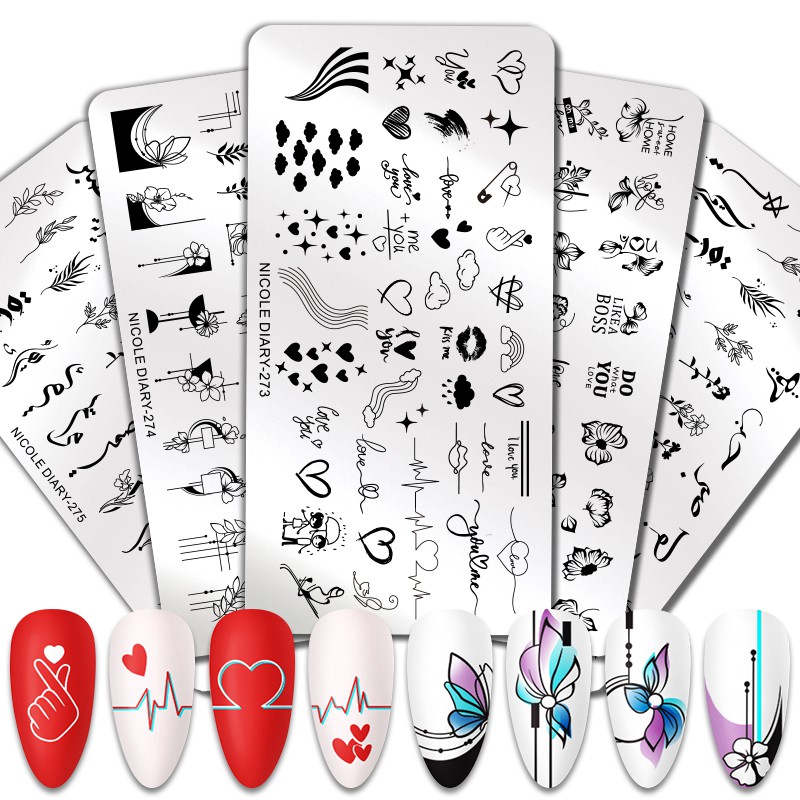 Nicole DIARY Nail Art Stamping Plate Dekorasi Kuku Nail Art Piring Stempel