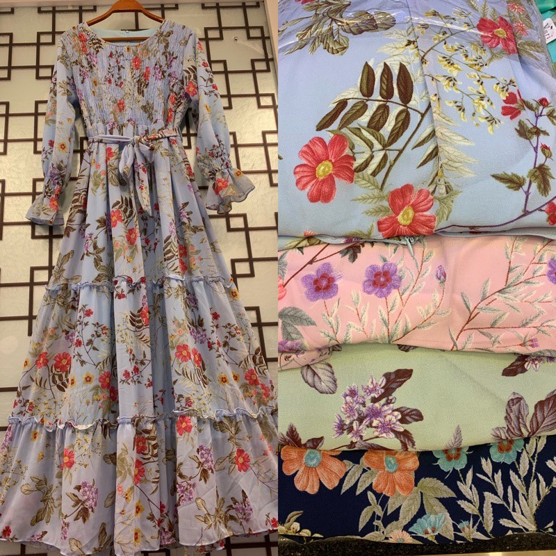 Gamis ayunda bahan chiffon ceruty full furing merk yuri