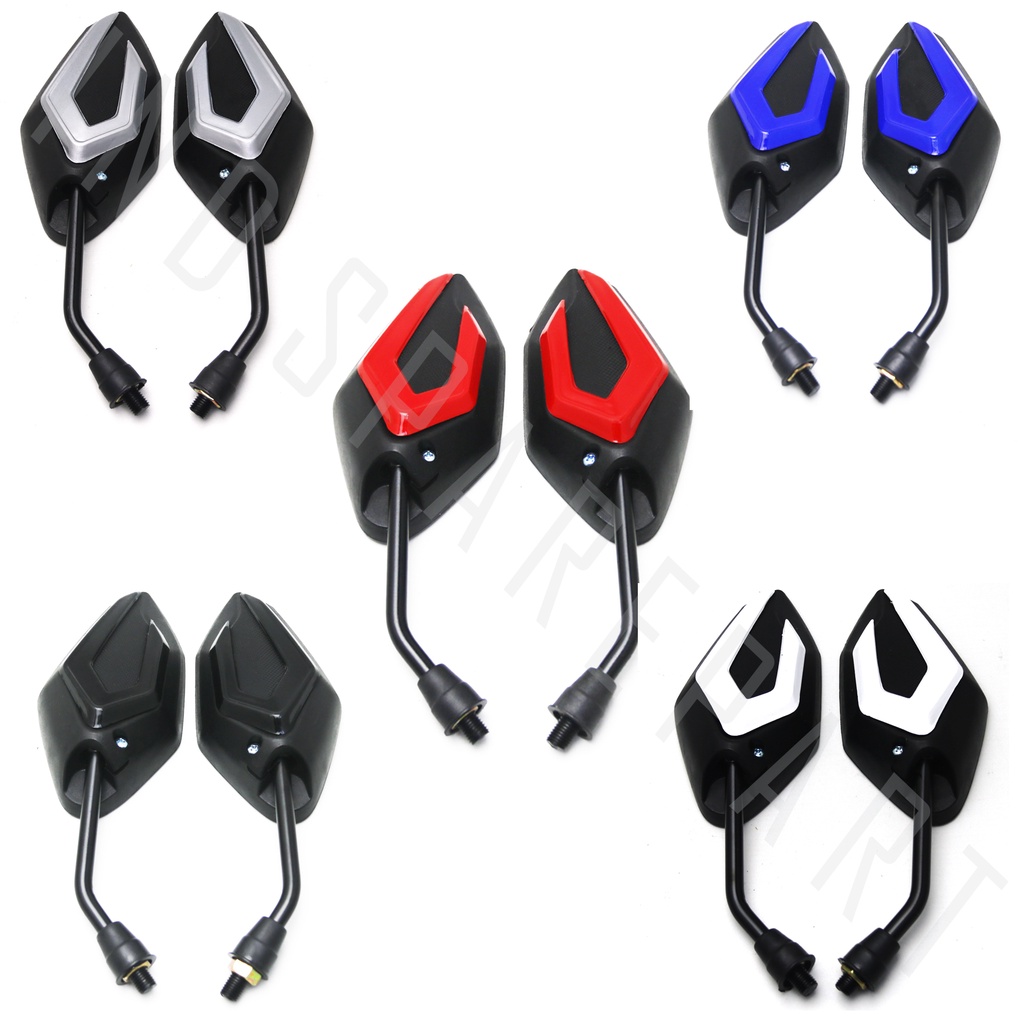 Spion-Sepion-Kaca Mirror-Cermin Kiri Kanan Set Variasi Semua Jenis Motor Honda Drat Kanan Baut 14 Putih-Merah-Biru-Hitam Beat/Vario/Scoopy/Spacy/Revo/Grand/Supra/PCX/Tiger/CB 100/Blade/Legenda