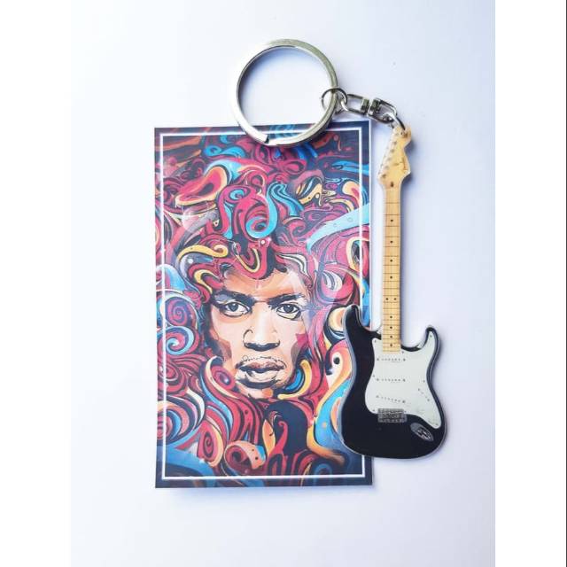 Gantungan Kunci Exclusive Guitar Fender Stratocaster Black Jimi Hendrix Signature