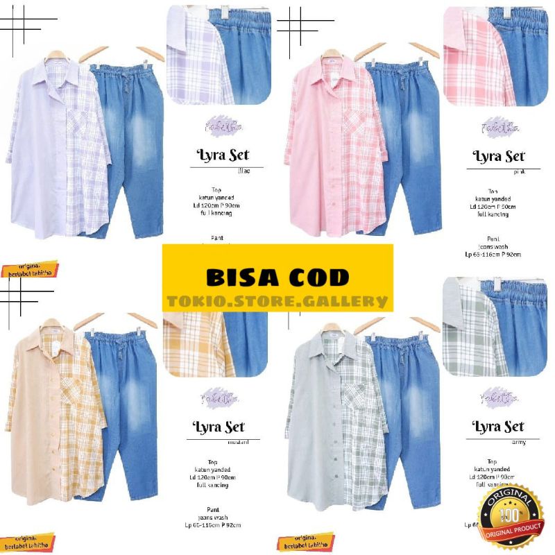 Lyra satu set tunik dan celana jeans bigsize jumbo | setelan baju casual syari ori tabitha
