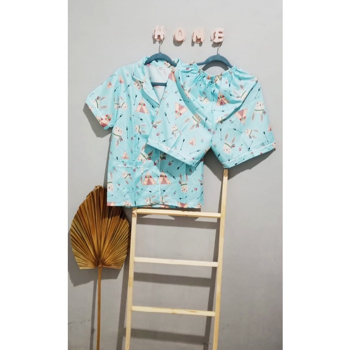 PAKAIAN WANITA SET PENDEK PAJAMAS PENDEK BABYDOLL CELANA PENDEK PAJAMAS PENDEK MOTIF PIYAMA PENDEK M