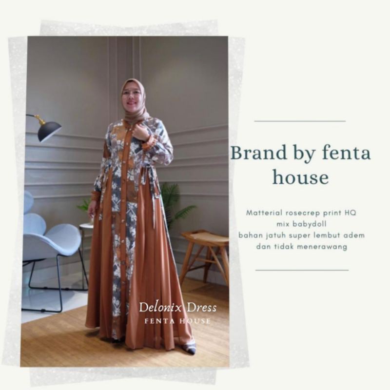 Gamis premium delonix dress original by fenta house super mewah