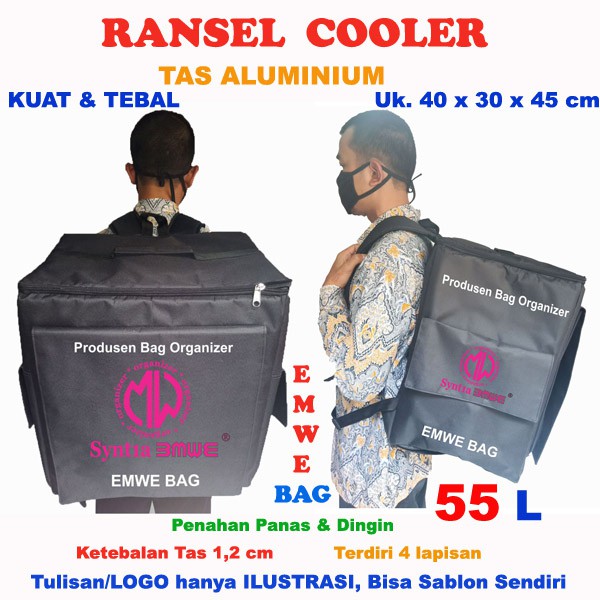 Tas Ransel motor delivery kurir isolasi aluminium kantong belanja shopping backpack Cooler bag cargo