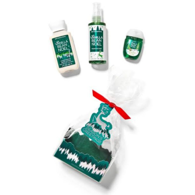 BATH AND BODY WORKS TRAVEL SIZE SET VANILLA BEAN NOEL