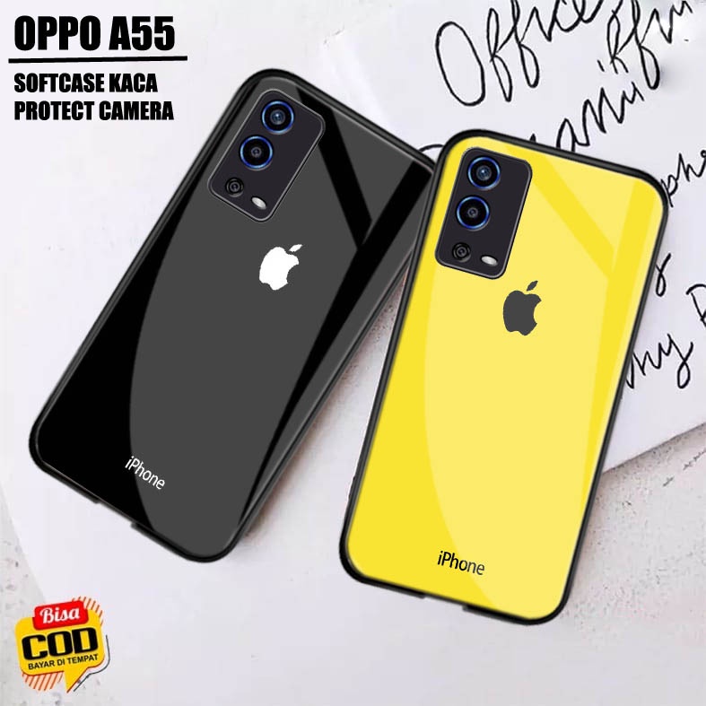 Softcase Glass Kaca Oppo A55 - K01 - Case Hp Oppo A55 - Casing Hp Oppo A55 - Case Oppo A55 - Kesing 