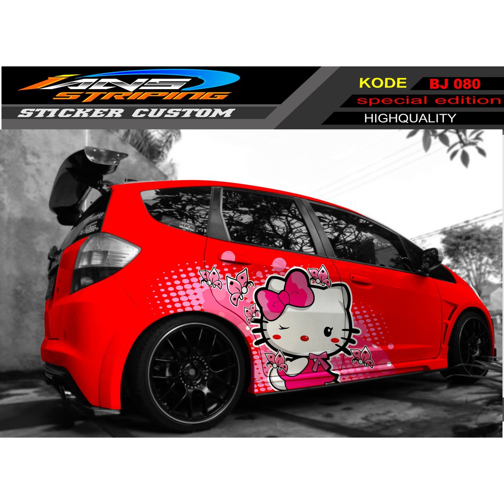 STIKER VARIASI HONDA JAZZ HELLO KITTY