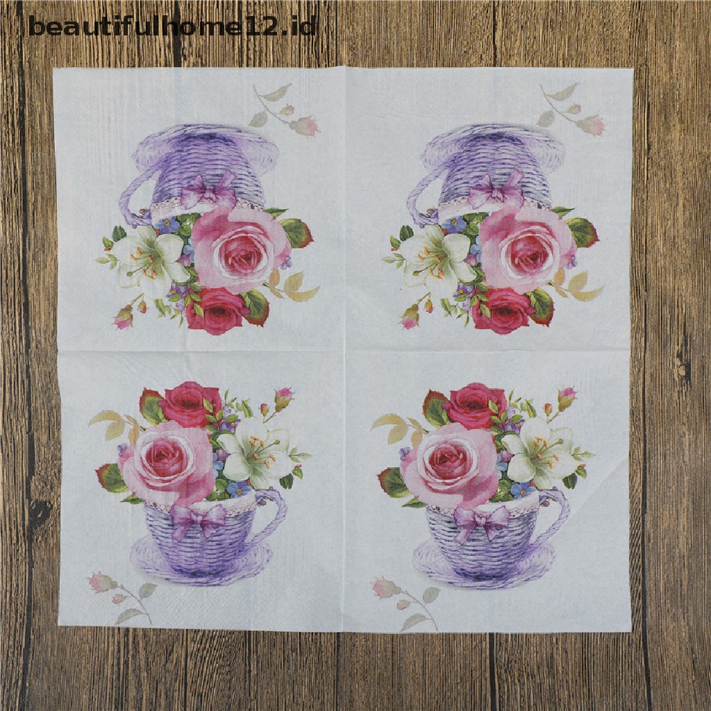 【beautifulhome12.id】 20pcs flower paper napkins food festive party tissue napkins decoupage decor .