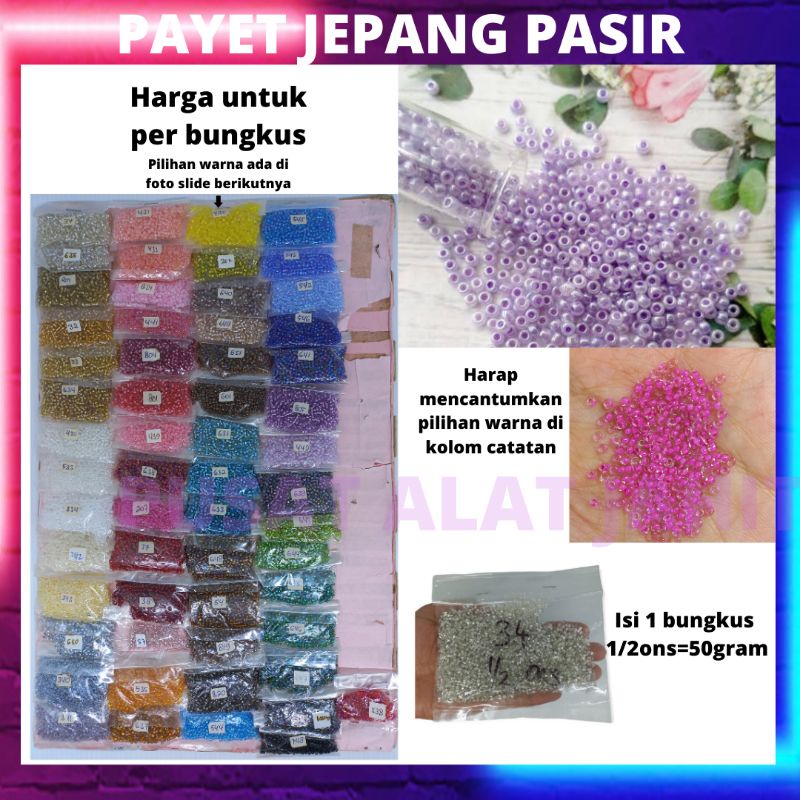 Payet jepang pasir payet pasir mute manik kebaya dress per 50 gram