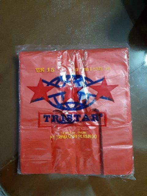 Kantong Keresek Plastik Tristar 15 Hitam Putih Merah 15x33cm High Quality