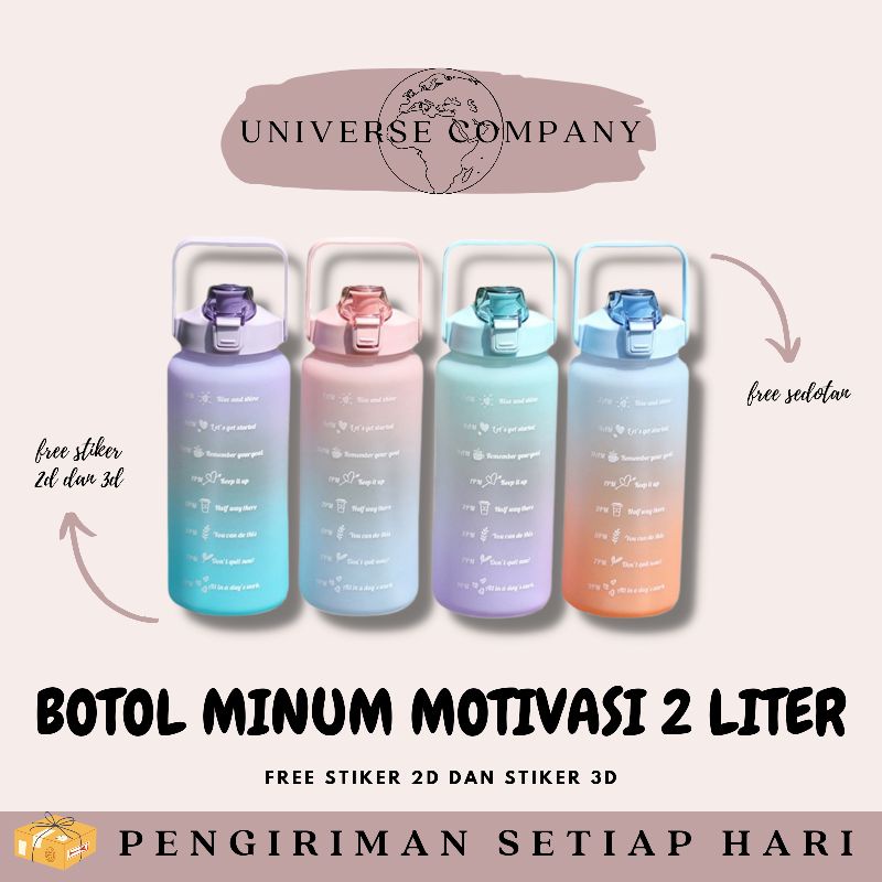 [UC] BOTOL MINUM MOTIVASI 2 LITER (FREE SEDOTAN, FREE STIKER 2D DAN FREE STIKER 3D)