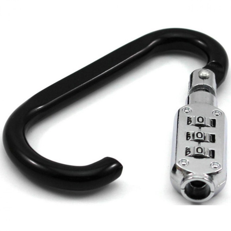 Aluminum Alloy D-type Lock Carabiner 3 Dial Password Padlock