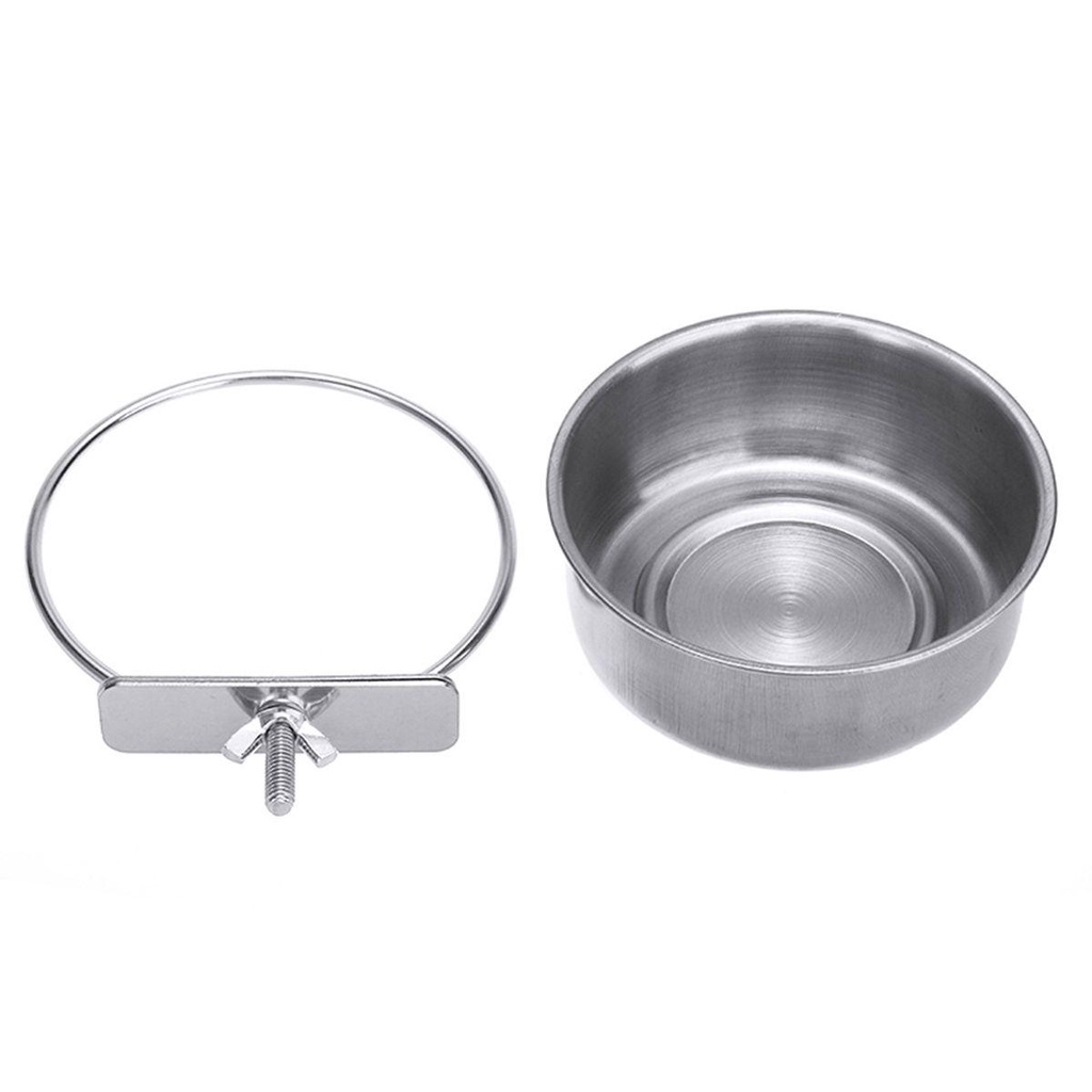 NICKOLAS1 Tempat Makan Burung Parkit Lovebird Kinclong Pet Stainless Steel Food Dish Clamp-on Hamster Cage Cup