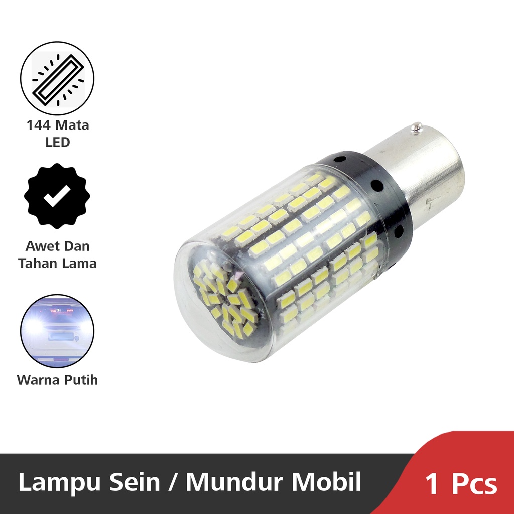 OTOmobil Lampu Sein  / Mundur Led 1 Pcs Soket 1156 BA15S 35 SMD Led Break Bulb 144 Mata TE-0048-001 Putih