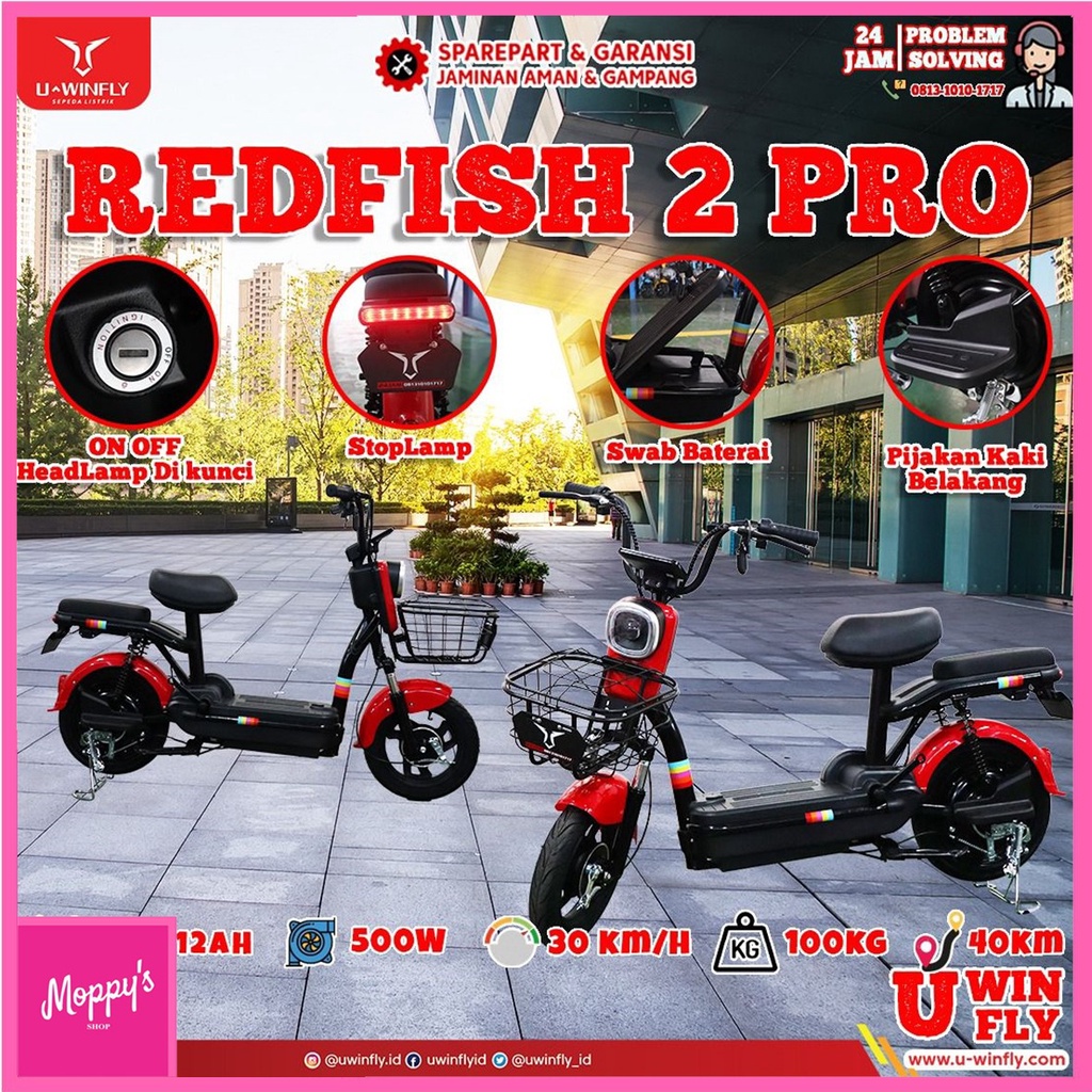 sepeda listrik uwinfly redfish 2 garansi resmi