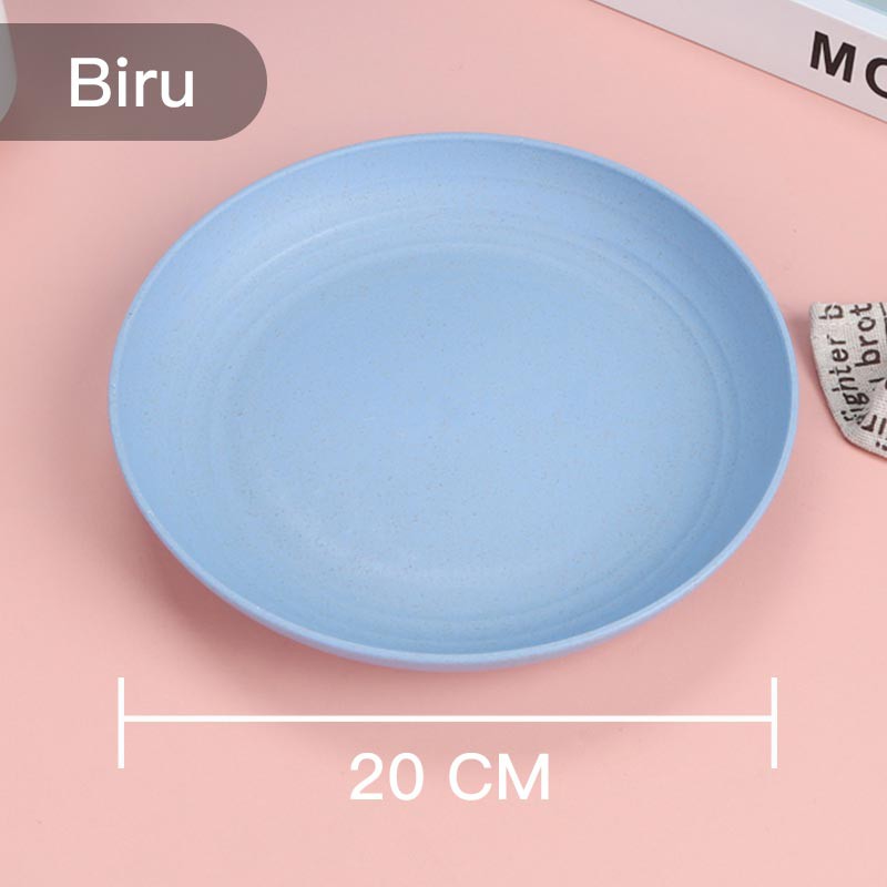 ❤ READY STOCK❤Piring Makan Saji |14.5、 20 、23 dan 25 cm Round Plate Piring Saji | Ramah Lingkungan | Biodegradable-20cm-Biru