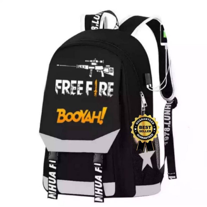 Tas anak ransel laki-laki karakter free firee gratis jam tangan - tas anak