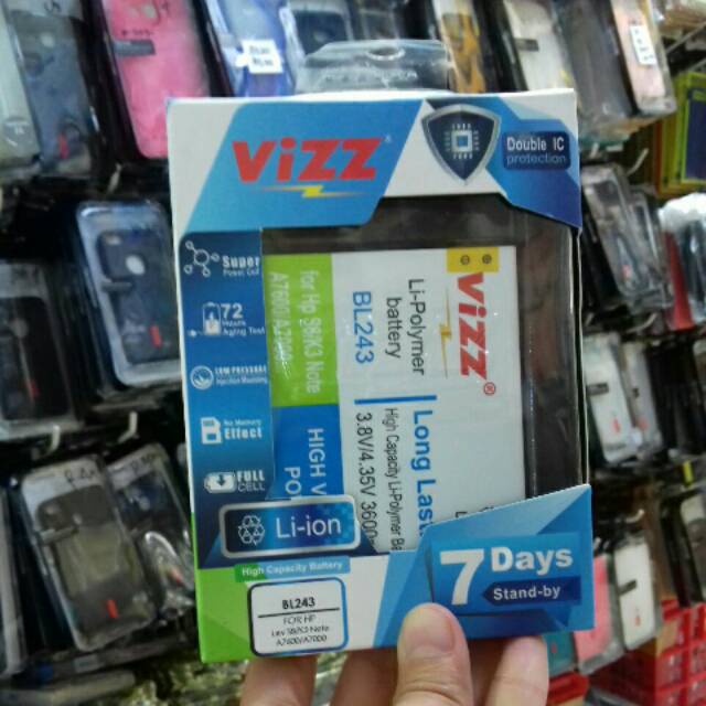 Baterai VIZZ Lenovo A7000/A7600/S8/K3 NOTE / BL243 / Baterai Double Power Lenovo A7000