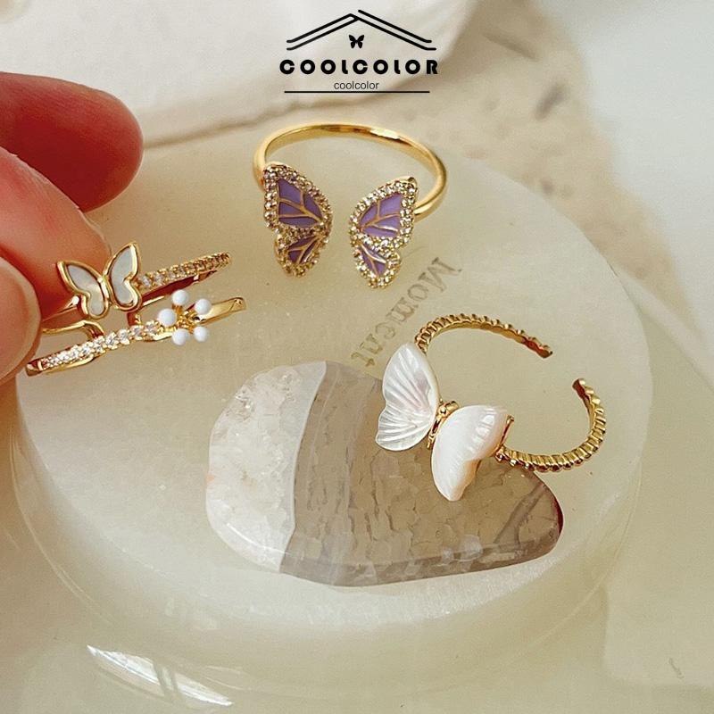 COD❤️Cincin Kupu-kupu Wanita Desain Niche Cincin Unik Mutiara kelas atas Fashion Ring Jewelry Perhiasan Aksesoris Hadiah Ulang Tahun