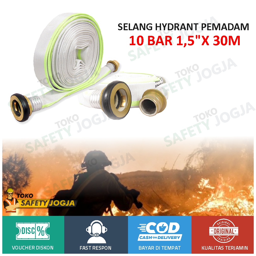 Selang Hydrant Pemadam 10 bar 1.5&quot; x 30 Meter Coupling Machino GOSAVE