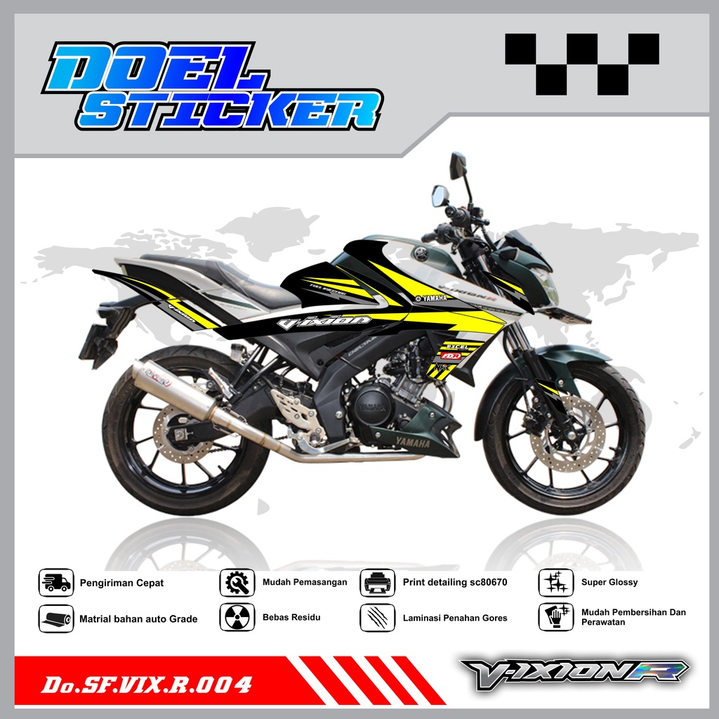 STICKER STRIPING VIXION R - STICKER STRIPING VIXION R ALL NEW 2017-2020 VARIASI HOLOGRAM/PELANGI , CROME DOEL 004