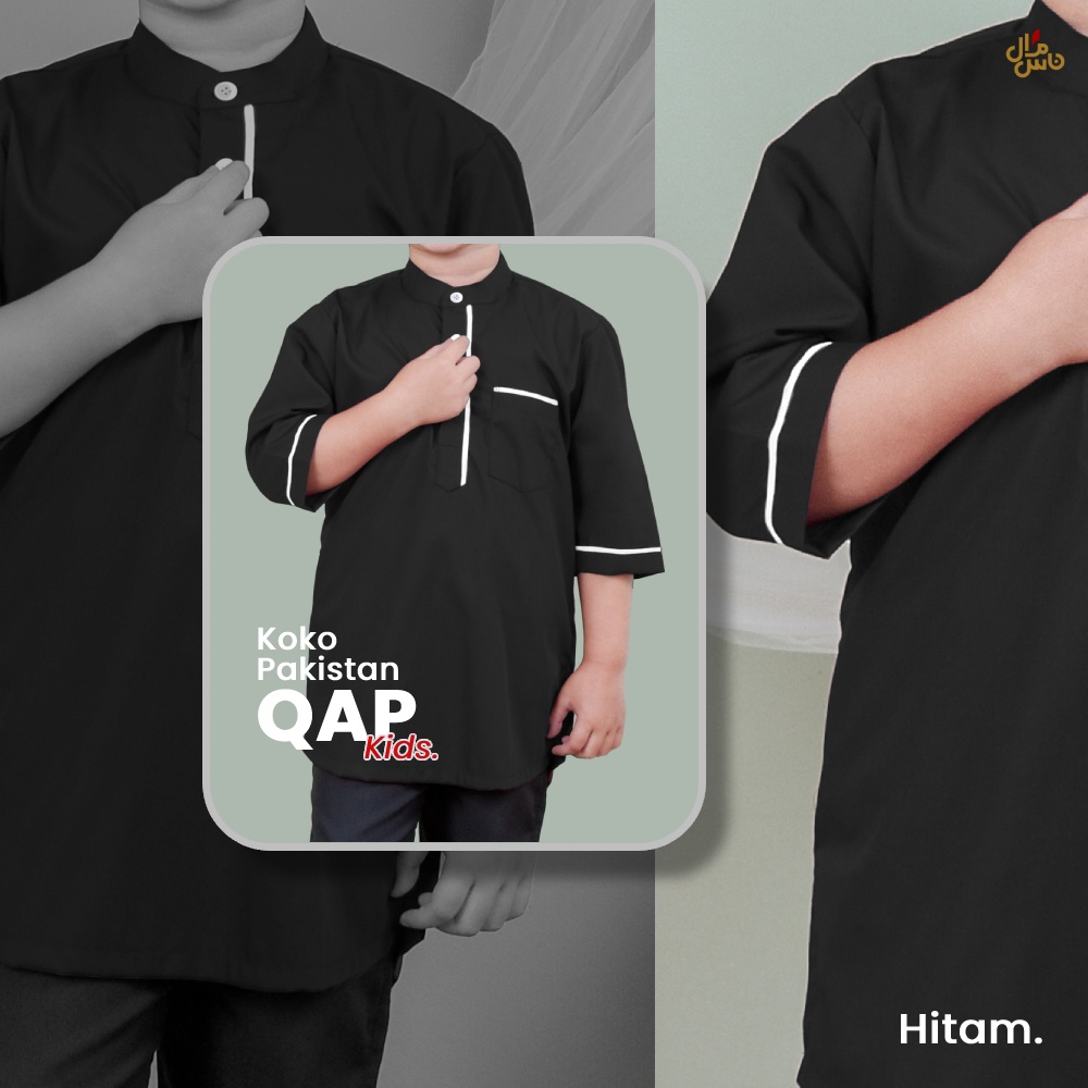 Baju Koko Anak Laki Laki Kurta Pakistan Model QAP Bahan Katun Original Qomishu