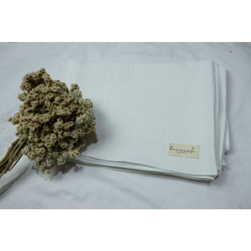 Pashmina Airflow Crinkle Premium 200x75 Syar'i Nami Shawl SALE NOW! GET IT FAST-Broken White