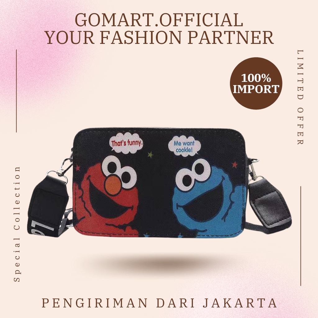 Tas Selempang Fashion Elmo Bahan Kulit PU - Tas Wanita Fashion Korea Motif Elmo - Tas Wanita Import Model Terbaru [SL17]