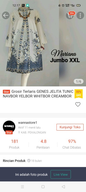 Grosir Terlaris Genes Jelita Tunic Navbor Yelbor Whitbor Creambor Tunik Batik Modern Hrb063