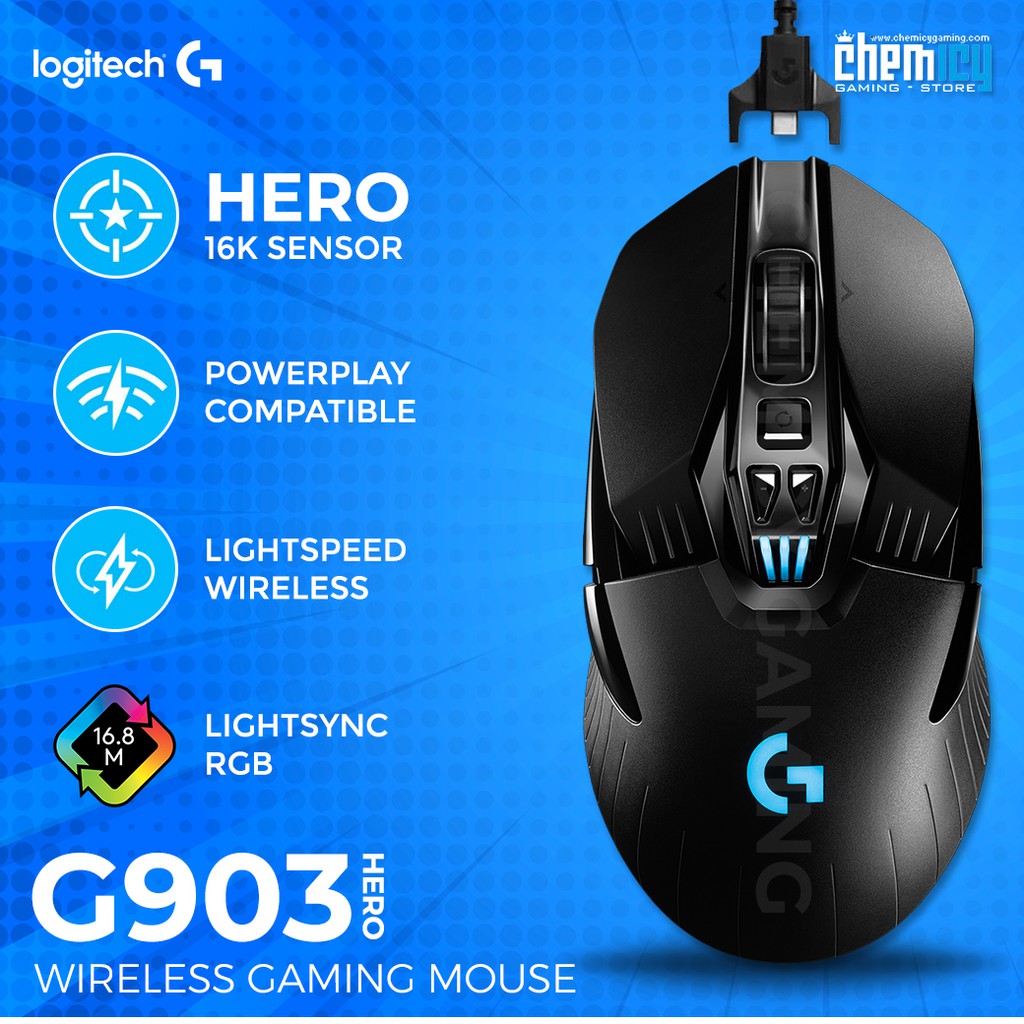 Logitech G903 Hero 16K Lightspeed Wireless Gaming Mouse