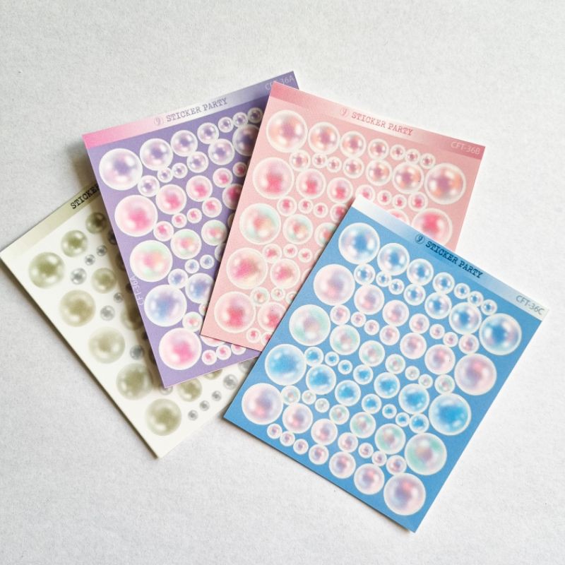 Sticker Party Stiker Satin Pearl Mutiara Bubble KISS CUT Deco Polco Top Loader Polaroid Kpop CFT36-CFT36 (All-4)