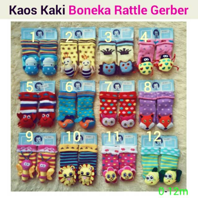 Kaos kaki Boneka Rattle Gerber