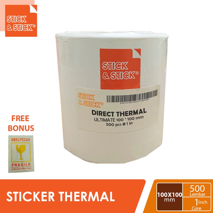 

(BISA COD) Label Sticker Thermal Barcode 100x100 mm 500 pcs Core 1 inch
